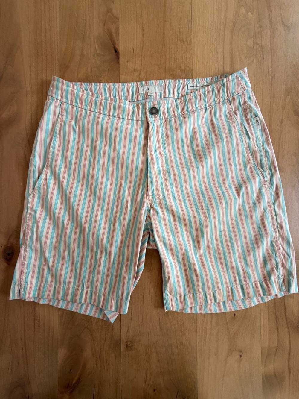 Onia Striped Shorts Size 32 Multicolor Memory Fabric Woven In Italy